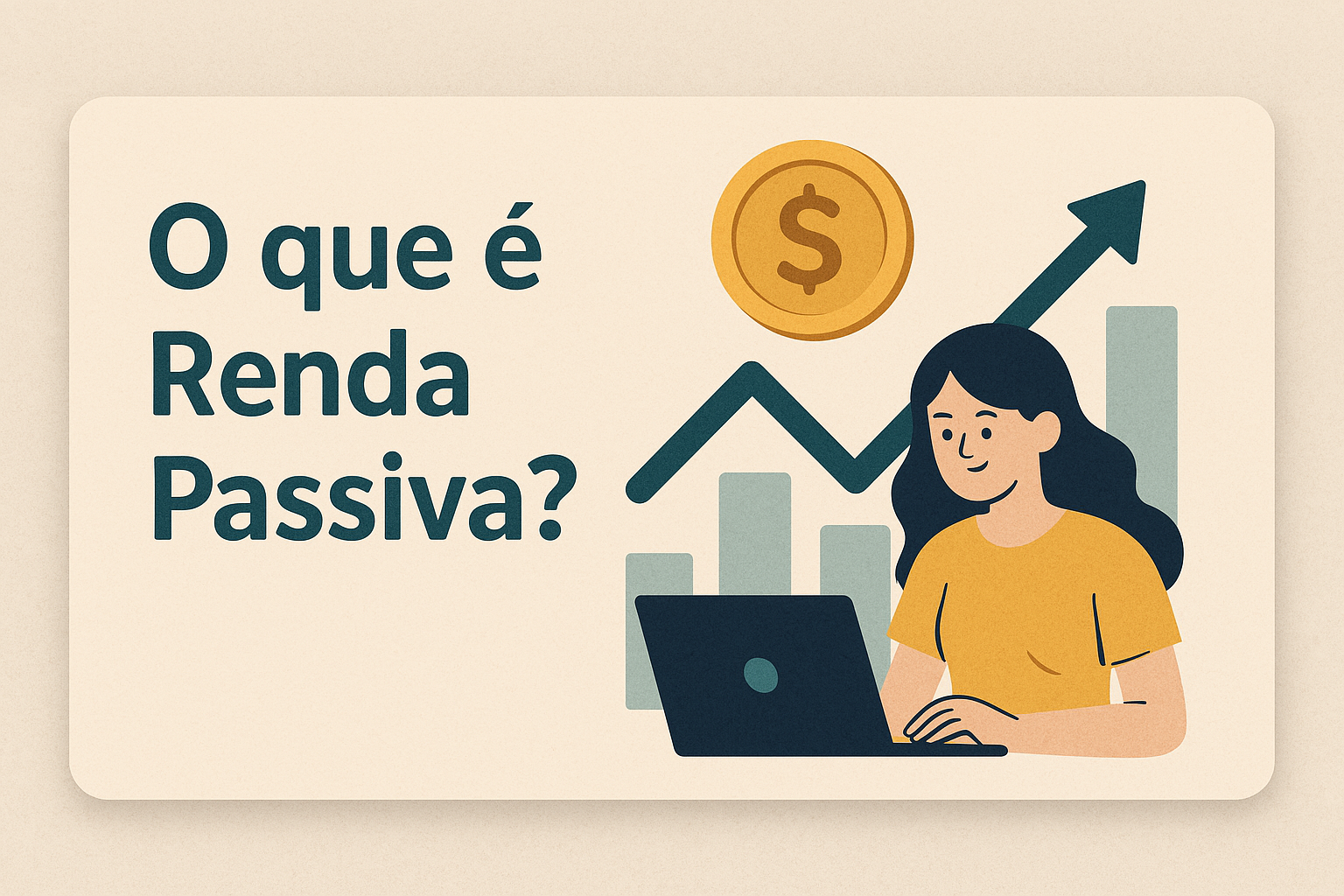 Conceito de renda passiva com ilustrações de dinheiro e investimentos
